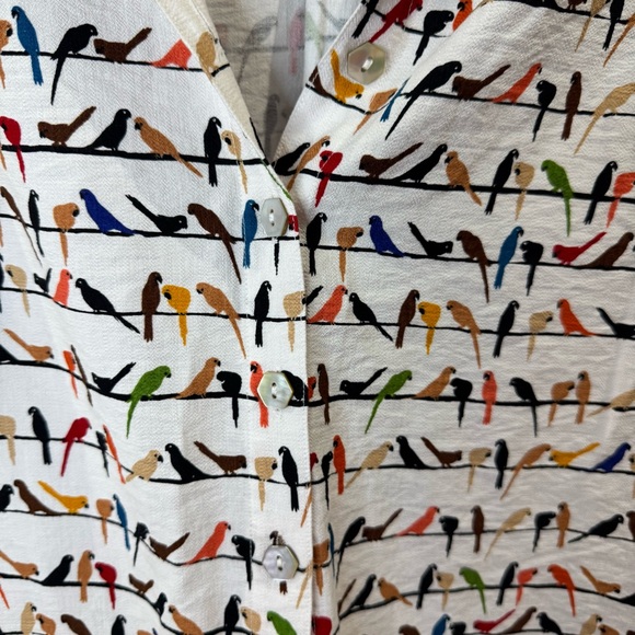 John Mark Women's Button-down Shirt Novelty Bird Print Size Petite Medium - Picture 7 of 9